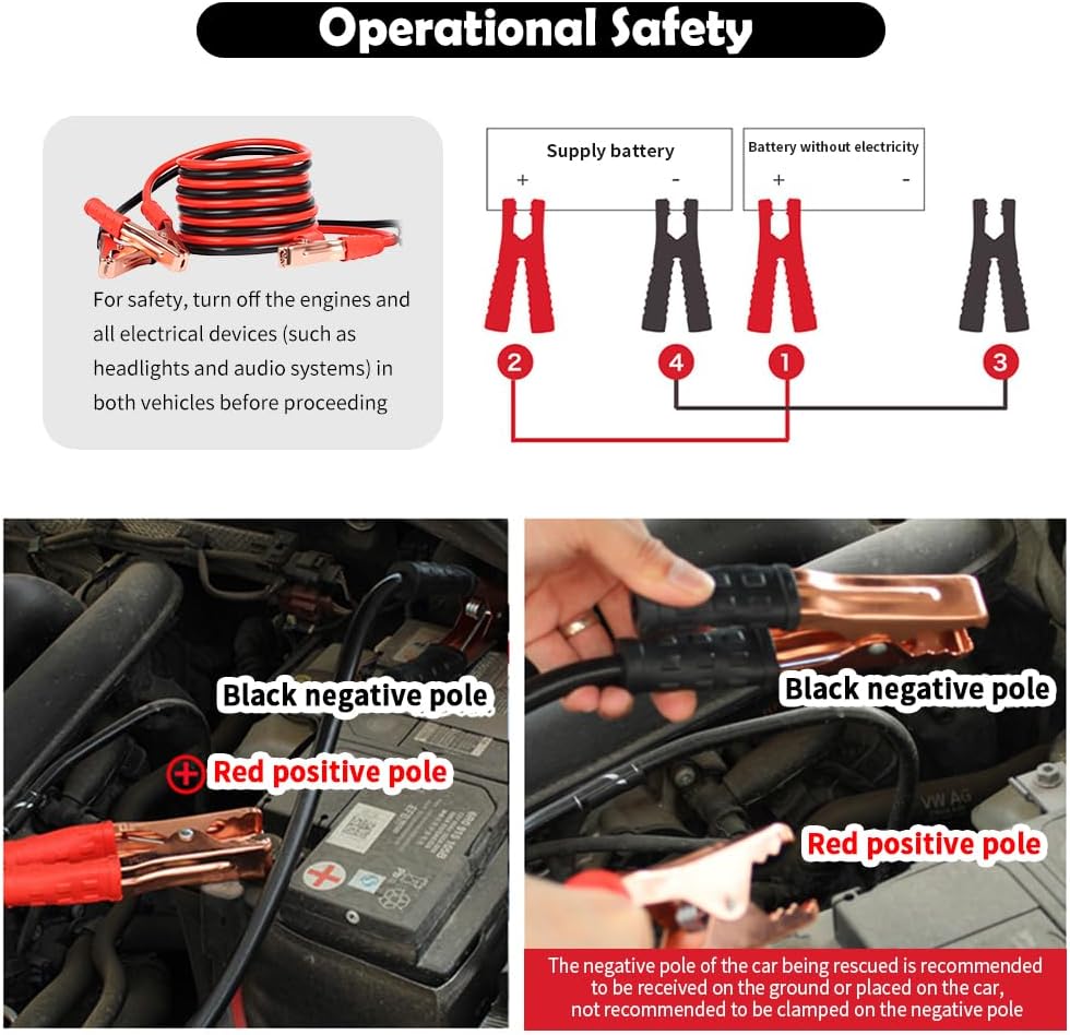 67" 150A Car Jumper Cables Heavy Duty,Automotive Battery Jumper Cables with Anti-Slip Alligator Clips,Essential Jumpers Cable Kit as Emergency Roadside Assistance Tool