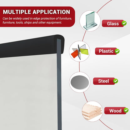 Rubber Edge Trim, 1/16" Self Adhesive Flexible U Channel Edge Protecter for Sheet Metal, Car Doors, U Shaped Sharp Edge Guards, Fit for 0-5/64" Wide Edge, Black Color, 10Ft, EPDM Material
