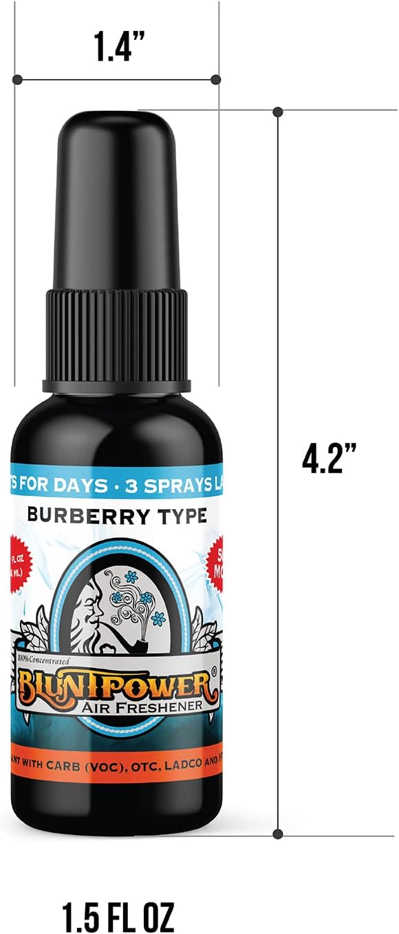 BluntPower (Baby Powder, 1 Pack) Concentrated Air Freshener Spray - Oil-Based Room Diffuser Spray - Long-Lasting Bathroom Scent, Car Freshener & Odor Eliminator - Colors A