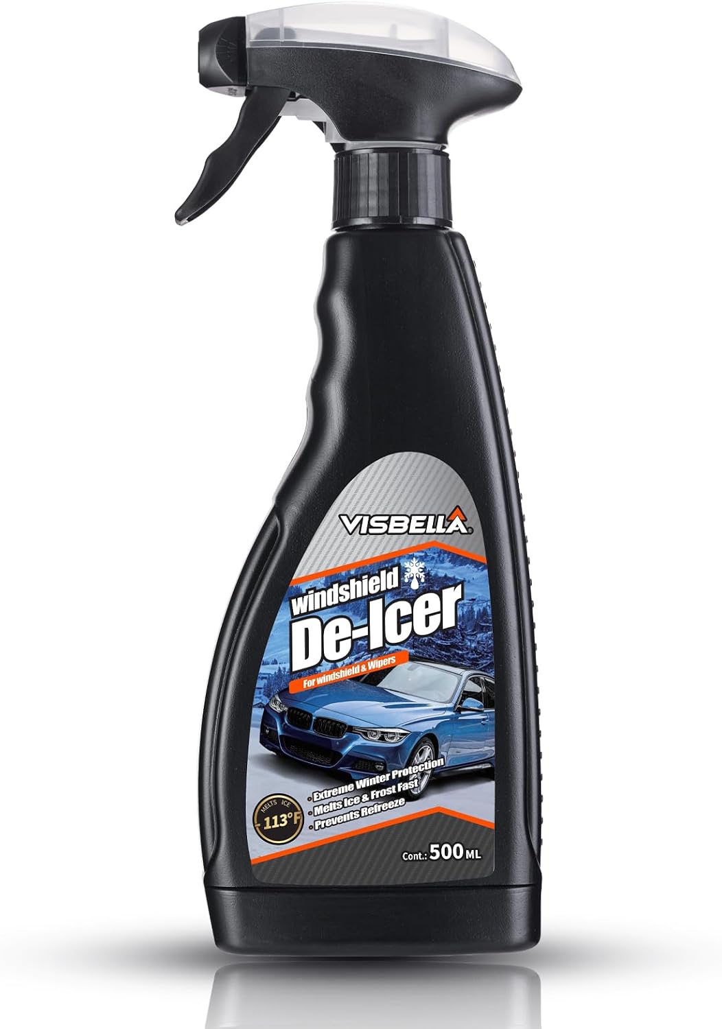 Visbella De-Icer Spray for Windshield & Wipers Extreme Winter Protection Melts Ice & Frost Fast Prevents Refreeze (-113℉, 16.9 Fl.Oz.)