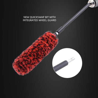 SPTA 1 Pc Soft Microfiber Extended Reach Rim Drill Wheel Brush,Microfibre Wheel Brush with 1 adddtional Drill Adapter for Electric Drill -BRFCD51