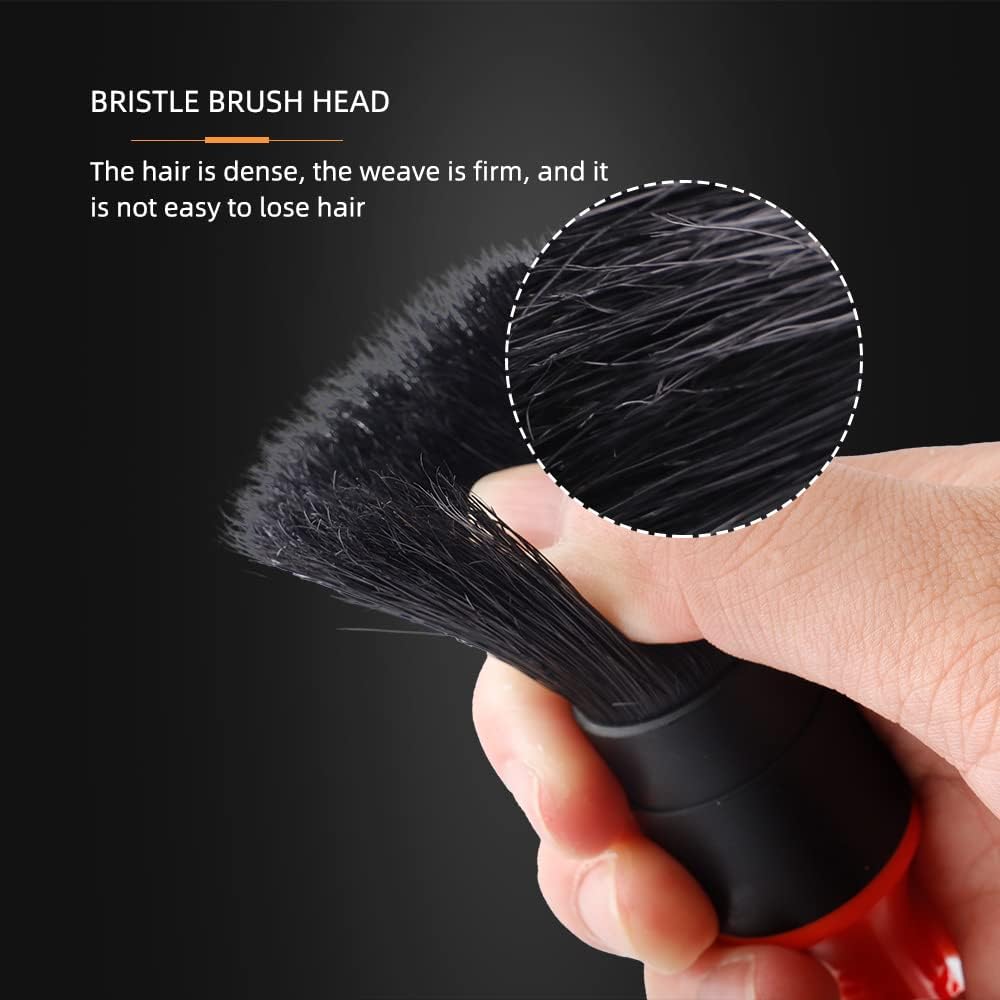 SPTA Car Detailing Brush Set, 5 Pack Soft Boar Hair Auto Detail Brush Kit with Elbow for Automotive Elegant Surface Interior Exterior Dashboard Emblems Panels Engine Bay Wheels Air Vent Seat Leather