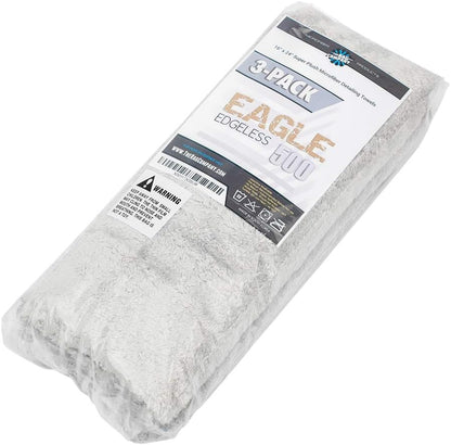 The Rag Company - Eagle Edgeless 500 (4-Pack) Professional Korean 70/30 Blend Super Plush Microfiber Detailing Towels, 500GSM, 16in x 16in, Blue