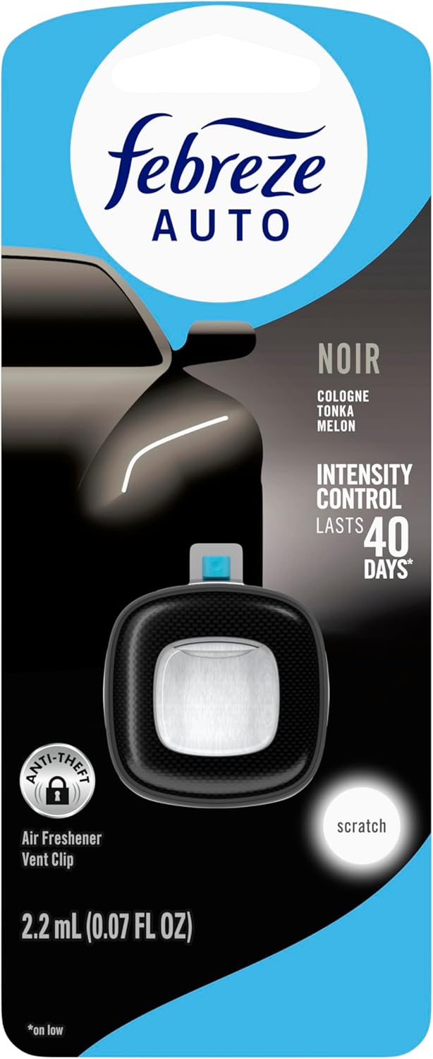 Febreze AUTO Air Freshener, Odor-Fighting Automotive Vent Clip, Midnight Storm Scent, 8 Count