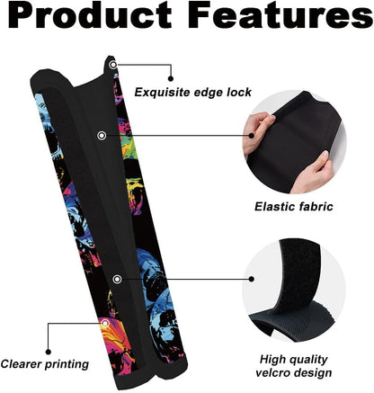 2Pcs Soft Auto Seat Belt Cover Pad Cute Cat Print Colorful Car Seatbelt Shoulder Cushion for Comfortable Driving, Compatible with All Cars' Seatbelt and Backpack Straps