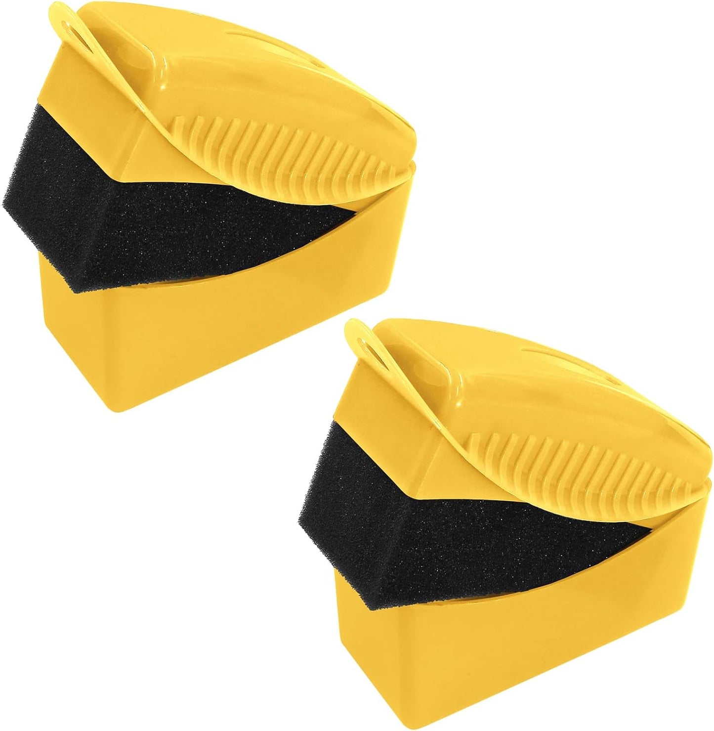 2Pcs Tire Dressing Applicators,Tire Shine Applicator Pads,Reusable Tire Dressing Sponge Pad Car Tire Applicator Pads with Lid for Car Glass, Painted Steel & Porcelain (Blue, Curved