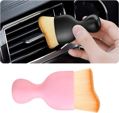 Blilo Car Interior Detailing Brush, Auto Soft Hair Cleaning Brushes, Curved Dirt Dust Collectors, Removal Tool for Dashboard Air Conditioner Vents Leather, Scratch Free (Black/1PCS)