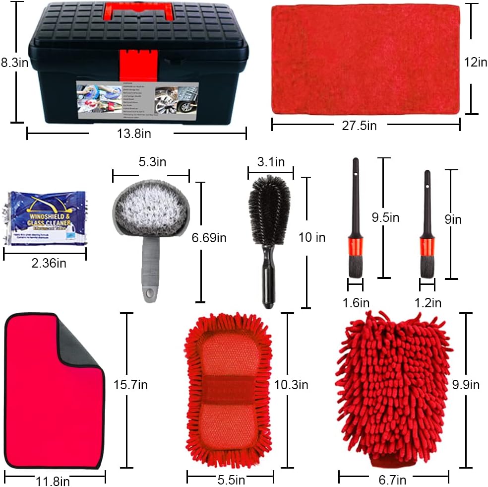 LIANXIN Car Wash Kit Car Wash Cleaning Kit with Car Wash Foam Gun Microfiber Sponge and Towels Tire Brush Built, Car Foam Gun, Car Cleaning Tool