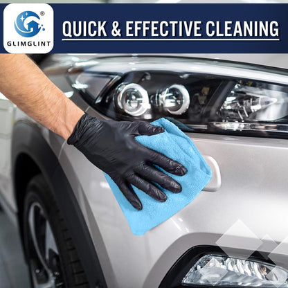 GLIMGLINT Black Microfiber Cleaning Cloth,150PK Reusable Cleaning Rags,Highly Absorbent Shop Rags Bulk,All-Purpose Car Cleaning Towels for TV Screen, Kitchen, Bathroom, Restaurant, Garage, 14"X12"