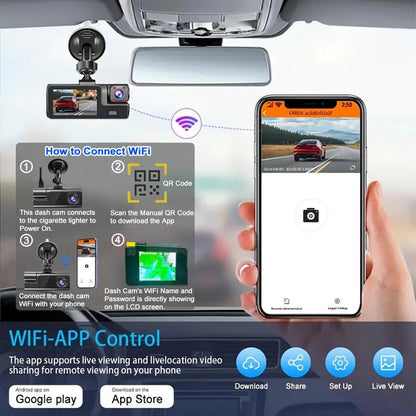 1080P Dual Dash Camera for Car Front and Inside Dashcam Car Security Video Recorder,170°Wide Angle Vehicle Cam,WDR,G-Sensor,2’’ IPS Screen,Loop Recording,Night Vision (Dual Dash Cam Without Card)
