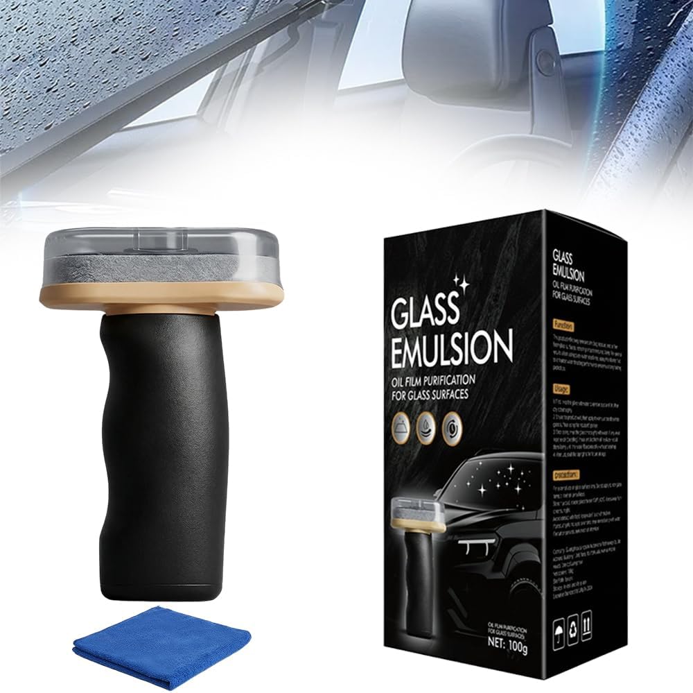 2026 Handheld Glass Oil-Film Remover, New Upgrade Emulsion Cleaner Glass Cleaning Board for Cars, Multifunctional Oil Film Remover for Windshield, Car Glass Brush for Car Maintenance (1, 100g)