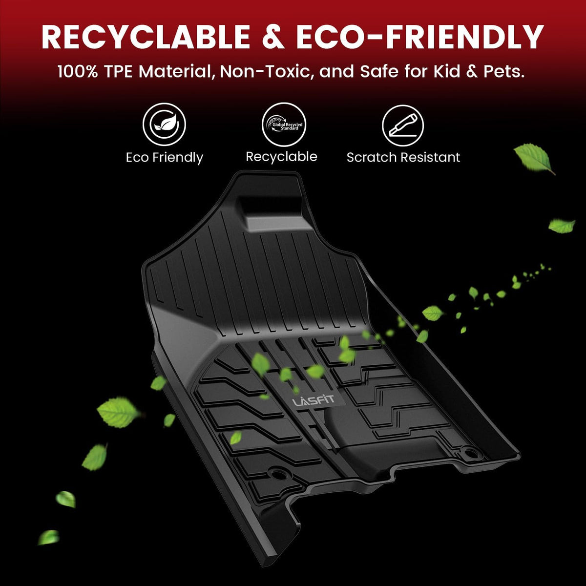 LASFIT Floor Mats for 2019-2025 2026 Ram 2500/3500 Crew Cab Bucket Seat for Carpet & Vinyl Floor (NOT fit Model with PTO Kit), All Weather TPE Custom Fit Car Mats Floor Liners 1st & 2nd Row, Black