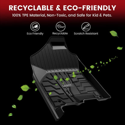 LASFIT Floor Mats for 2019-2025 2026 Ram 2500/3500 Crew Cab Bucket Seat for Carpet & Vinyl Floor (NOT fit Model with PTO Kit), All Weather TPE Custom Fit Car Mats Floor Liners 1st & 2nd Row, Black
