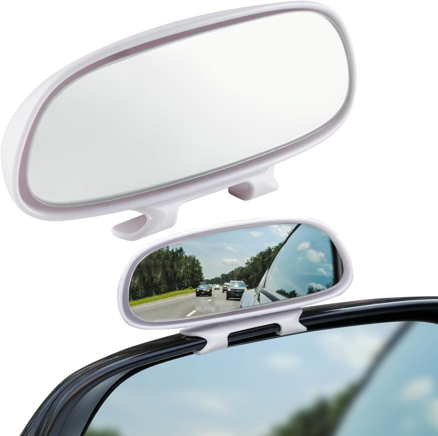 LivTee 2PCS Round Blind Spot Mirror, HD Glass and ABS Housing Convex Wide Angle Rearview Mirror with Adjustable Stick for Universal Car, Black