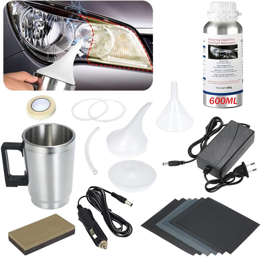 600ML Headlight Restoration Kit Car Headlight Polish Repair Renovation with 600ML Repair Liquid, Auto Head Light Lens Restore Kit for Repair Headlight Yellowing, Haze, Scratches, Oxidation