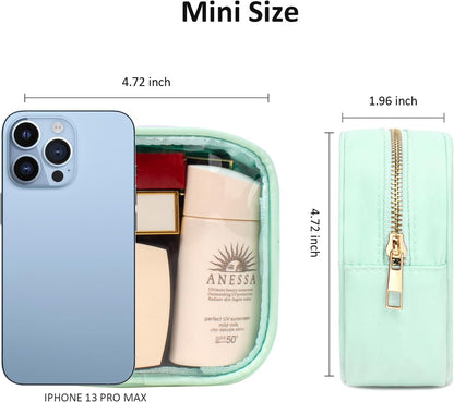 Small Clear Makeup Bag for Purse Small Cosmetic Bag Travel Size Toiletry Bags Cute Travel Makeup Bag,Coin Purse,Car Asscessories Organizer Storage Travel Essentials for Women Girls(Clear-Beige)