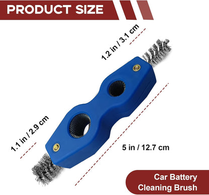 4 in 1 Car Battery Terminal Cleaning Brush, Anti-Rust Auto Battery Cleaner Brush Tool, Universal for Automotive and Marine for Plumbing Installation Soldering Brazing, Car Accessories (Blue)