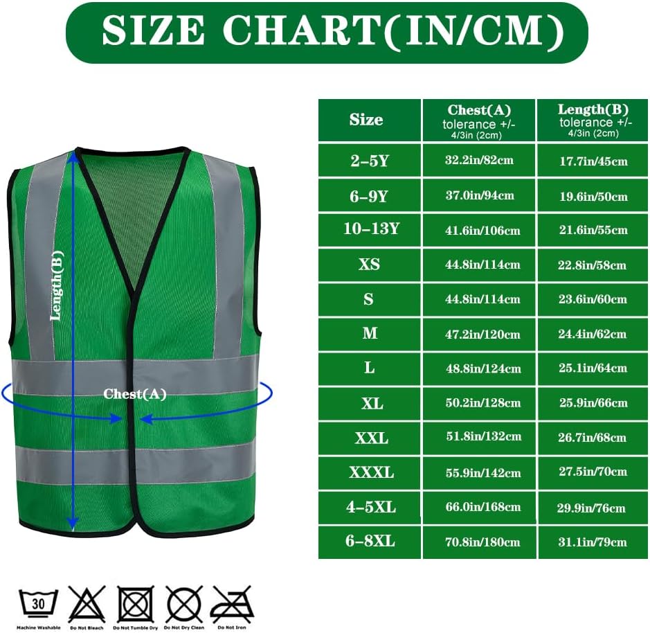 AYKRM 12 colour High visibility viz vest hi vis viz reflective work construction safety vest (XS-8XL) - Colors A
