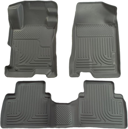 Husky Liners Weatherbeater Floor Mats | Fits 2006-2011 Honda Civic 4-Door | Front & 2nd Row, 3-pc Black - 98411