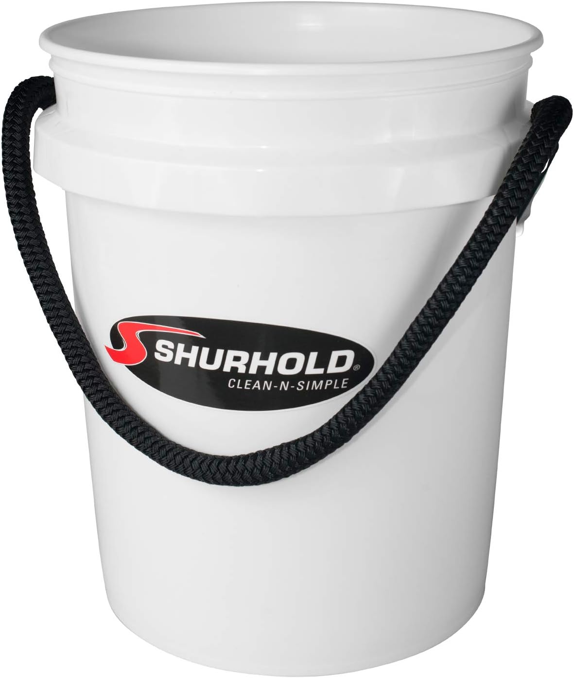 SHURHOLD 3.5 Gallon Heavy Duty World's Best Rope Handle Molded Plastic Bucket, for Boats, Cleaning, Fishing, Storage, and Refuse - White