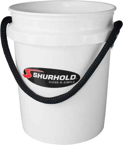 SHURHOLD 3.5 Gallon Heavy Duty World's Best Rope Handle Molded Plastic Bucket, for Boats, Cleaning, Fishing, Storage, and Refuse - White