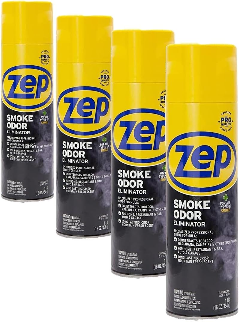 Zep Smoke Odor Eliminator Aerosol, Clear, 16 oz (Pack of 4) ZUSOE16 - Eliminate Cannabis (Marijuana) and Tobacco Odors