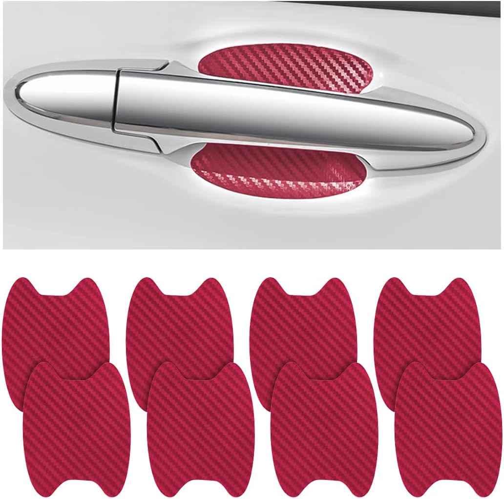 4PCS Sticker, Carbon Fiber Anti-Scratches Car Door Cup Protector, Non-Marking Auto Door Handle Protective Film, Universal for Most Car Handles (Black/4PCS)