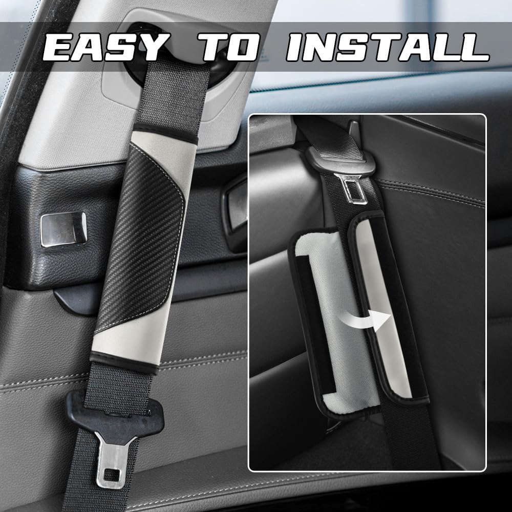 2PCS Car Seat Belt Cover Pad, Soft Carbon Fiber Leather Seatbelt Shoulder Protector for a More Comfortable Driving, Universal Safety Belt Strap Cover to Protect Your Neck (Blue)