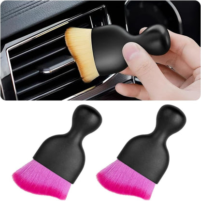 Blilo Car Interior Detailing Brush, Auto Soft Hair Cleaning Brushes, Curved Dirt Dust Collectors, Removal Tool for Dashboard Air Conditioner Vents Leather, Scratch Free (Black/1PCS)