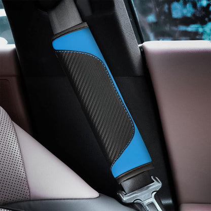 AUCELI 2PCS Car Seat Belt Cover, Carbon Fiber Seatbelt Shoulder Strap Covers, Breathable Leather Soft Harness Pad Protect Your Neck and Shoulder Compatible with Cars