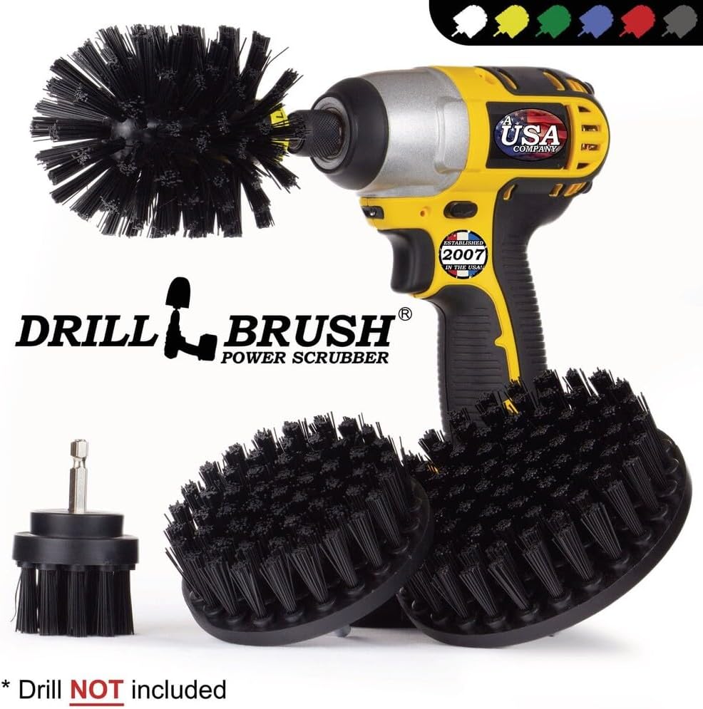 Interior Car Detailing Drill Brush Set - Soft Bristle Power Scrubber Attachments for Cleaning Car, Truck, Upholstery, Carpet, Leather, Seats, Wheels, Rims, Dash, Console, & Trim - Nylon Auto Scrubber