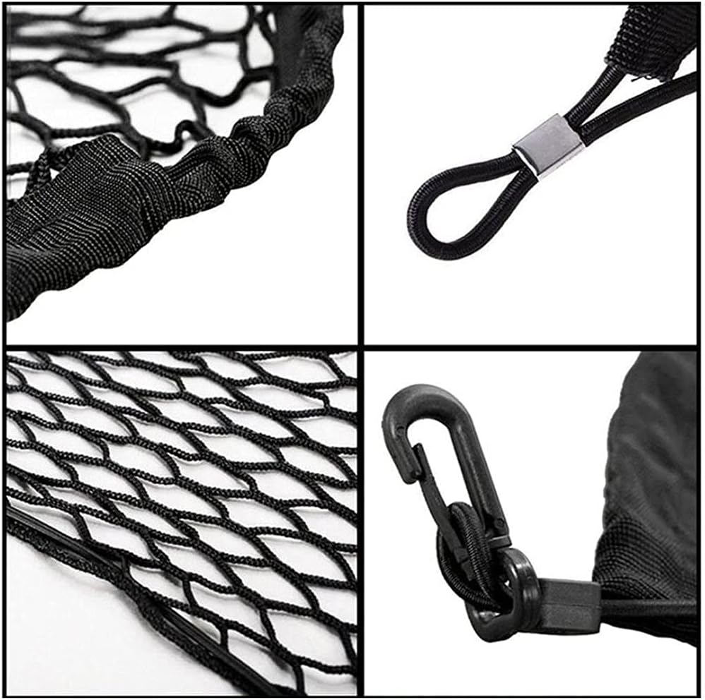 Car Rear Cargo Net, Universal Adjustable Elastic Trunk Cargo Storage Organizer Net Compatible for SUV, Jeep, Truck, Storage Nylon Mesh Double-Layer with Hooks (35.4 x 15.7 Inch)