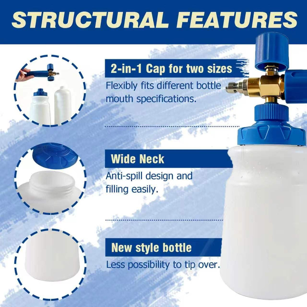 ESP Foam Cannon Snow Foam Lance Pressure Power Jet Washer Quick Release Adjustable Nozzle with 1 Liter Bottle Washing Mitts 1 Towel