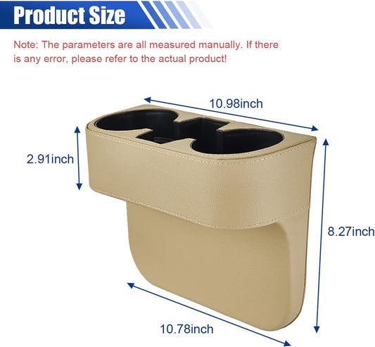 Car Cup Holder, Auto Front Seat Organizer, Multifunctional Cup Drink Holders with PU Leather Cover, Gap Filler Storage Box Coin Bucket Console Side Pocket Cell Mobile Phone Holder (Black)