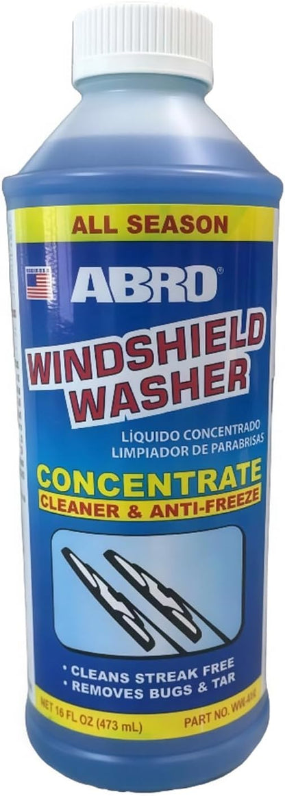 ABRO Windshield Washer Fluid Ready to Use Formula - 1 Gallon, Pre-Mixed, Streak-Free Cleanliness, 2-In-1 Removes Bugs & Tar