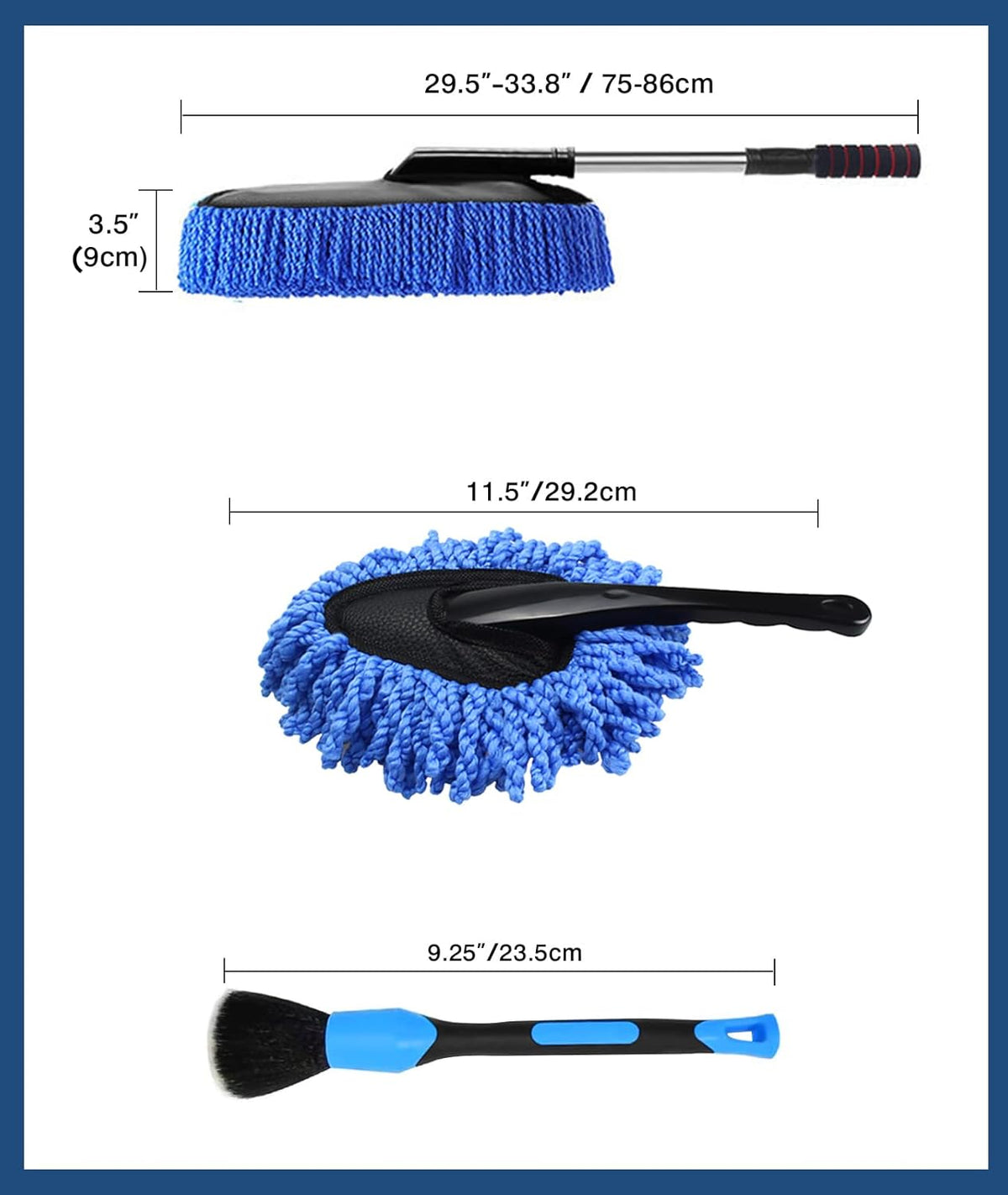 YeewayVeh Car Duster Exterior Scratch Free Microfiber Car Cleaning Brush, Extendable Handle Pollen and Dust Brush for Truck, SUV, Vehicles and Home Cleaning, Gray and Red