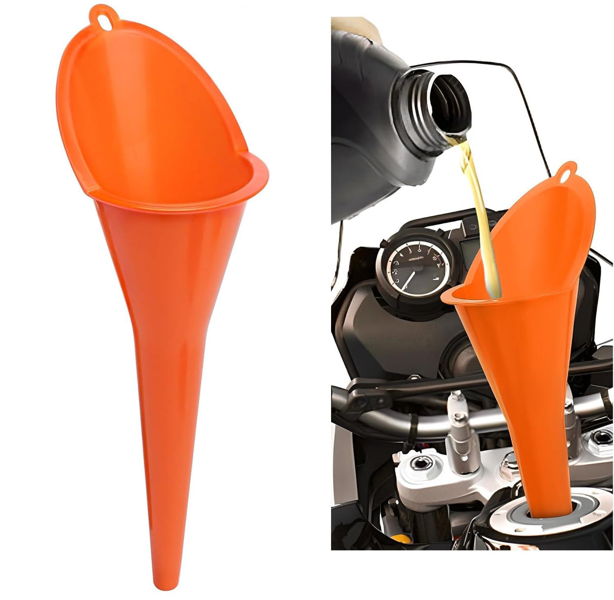 Long-Neck Oil Funnel for Automotive – Multi-Function Plastic Funnel for Oil, Gas & Lubricants – Universal Car Accessory (Black (1-Pack))
