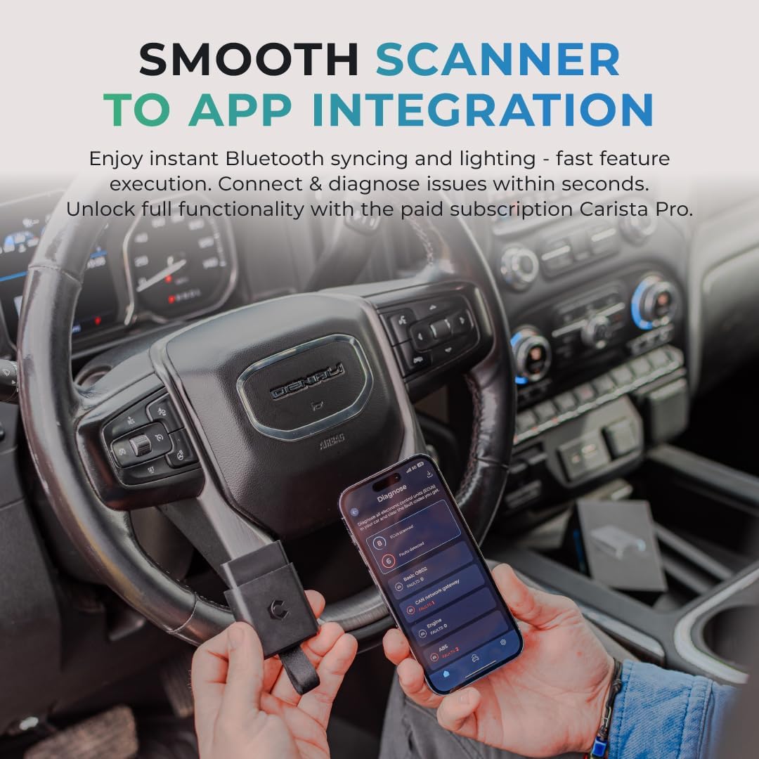 Carista EVO - Bluetooth OBD2 Scanner - Car Diagnostic Tool & Code Reader with Access to Diagnostics, Customizations, Service Tools & Live Data (Subscription Required)