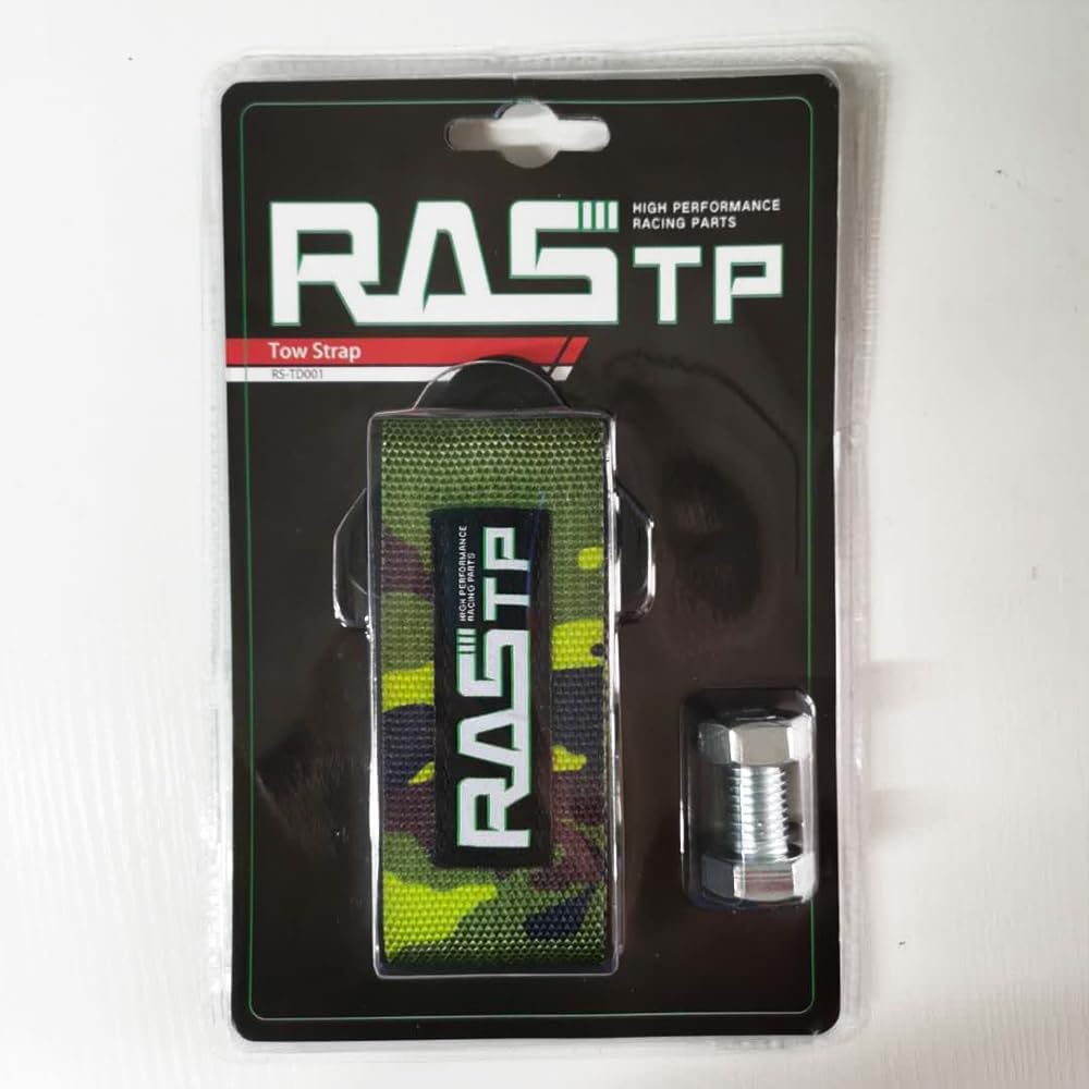 RASTP High Strength Racing Tow Strap, Tow Hook Fit for Front or Rear Front Bumper Decorative Trailer Belt (Black)