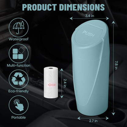 Car Trash Can Bin with Lid - Car Garbage Can Cup Holder - Pink Mini Leakproof Vehicle Garbage Bin with 20pcs Trash Bags - Automobile Organizers and Storage for Front Back Seat Accessories