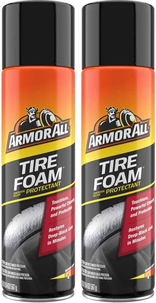 Armor All Tire Foam, Tire Cleaner Spray for Cars, Trucks, Motorcycles, 20 Oz Each, 1.25 Pound (Pack of 1)