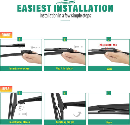26" 16" 11" Windshield Wiper Blades Replacement for Chevrolet Chevy Trax 2024 2025 2026 Premium All Weather Front Rear Wipers Set - OEM Quality (Pack of 3) - Colors A