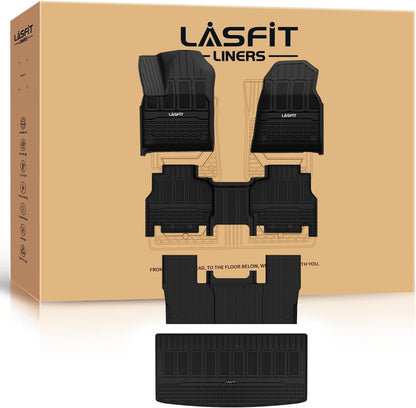 LASFIT Floor Mats for Jeep Grand Cherokee WL 2022-2025 2026 5-Seat (Include 4xe, NOT for L), All Weather TPE Custom Fit Car Mats Floor Liners Cargo Liner Cargo Mat Trunk Mat Black