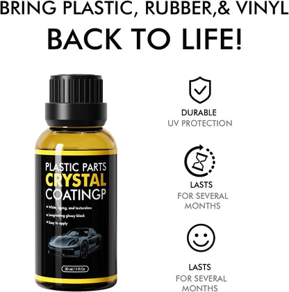 Plastic Restorer for Cars, Ceramic Coating Black Trim Restoration, Plastic Trim Restorer for Automotive Exterior and Interior, Resists Water, UV Rays, Dirt