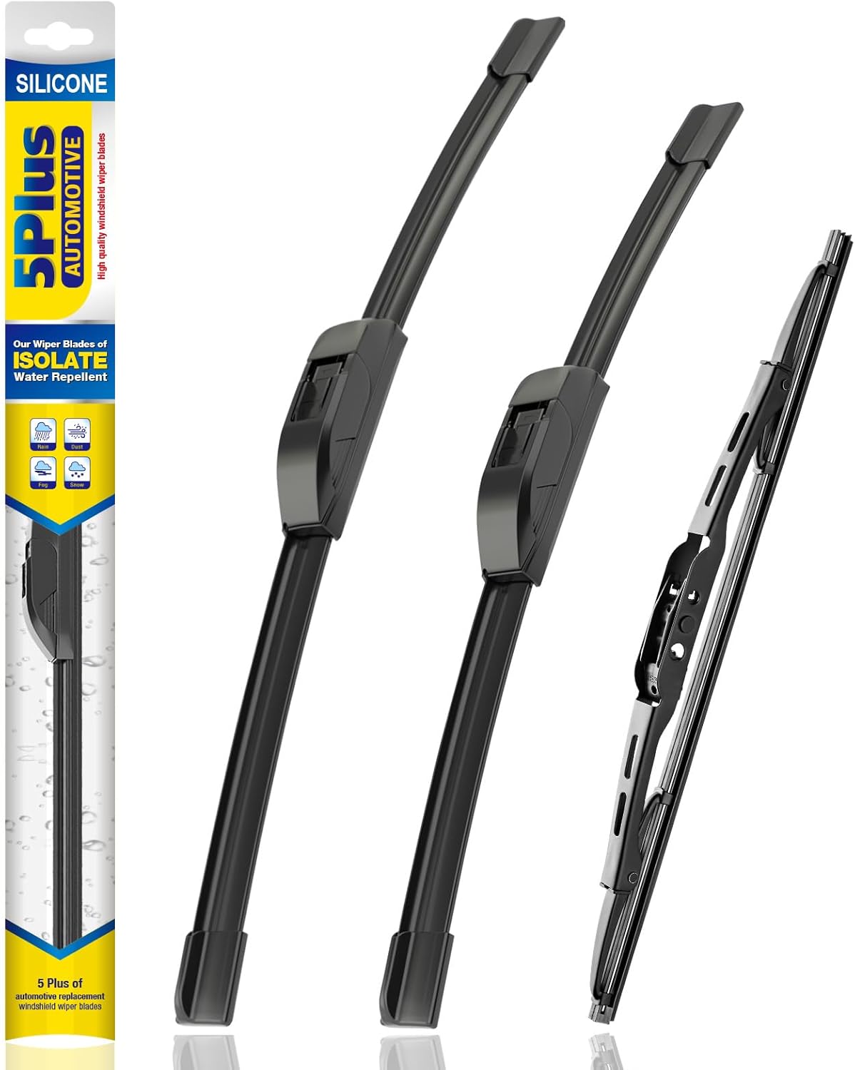 5 PLUS® Silicone Windshield Wipers Replacement for 2019-2024 Toyota RAV4/ 2006-2015 Mazda 5 Wiper Blades(Set of 3), Windshield Wiper Blades For My Car-26"/16"/12" - Colors A