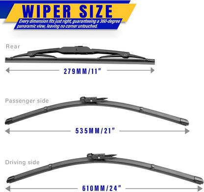 3 wipers Replacement for 2019-2023 2024 2025 2026 Subaru Forester, Windshield Wiper Blades Original Equipment Replacement - 26"/17"/14" (Set of 3) - Colors B