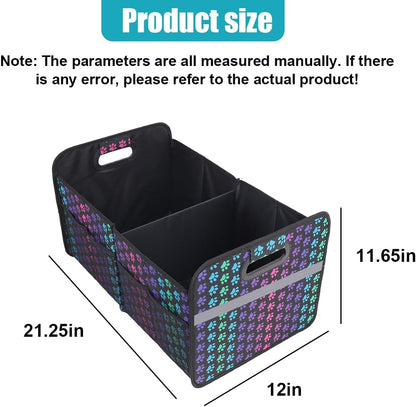 Car Trunk Organizer, Collapsible Multi-Compartment Auto Storage Box with 4 Pockets, Waterproof Oxford Fabric Car Trunk Container Accessories for Sedan SUV Truck (Black)