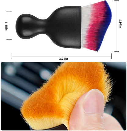 Blilo Car Interior Detailing Brush, Auto Soft Hair Cleaning Brushes, Curved Dirt Dust Collectors, Removal Tool for Dashboard Air Conditioner Vents Leather, Scratch Free (Black/1PCS)
