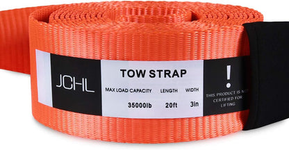 Tow Strap with Hooks 2in X20Ft Recovery Strap 10,000LB Break Strengthened Towing Rope for Towing Vehicles in Roadside Emergency