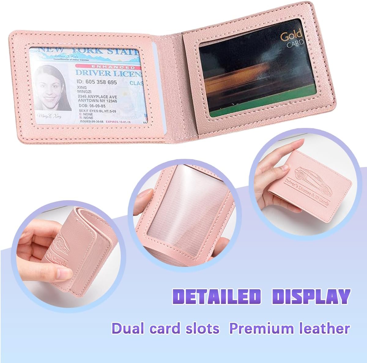 Car Registration Insurance Holder, Vehicle Document Glove Box Organizer, Small Automotive Interior Comparment Driver License Case Accessories for Men Women, Universal Fit (Red)